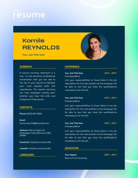 Free Basic Dark Blue Resume Template in Google Docs and Word