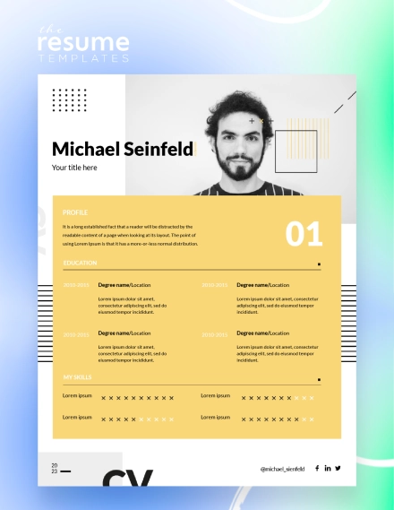 Free Creative Yellow Resume Template in Google Docs and Word