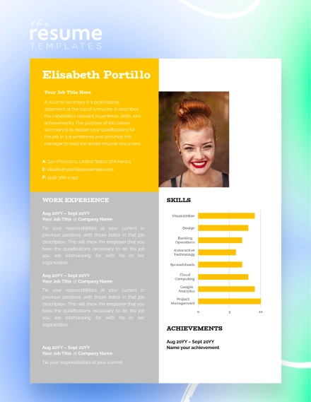 Free Professional  Yellow Resume Template in Google Docs and Word