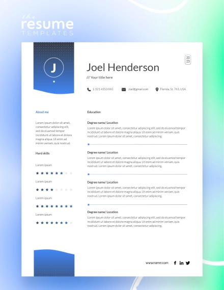 Free Good Blue Top Manager Resume Template in Google Docs and Word