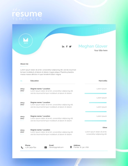 Free Modern Gradient Blue Resume Template in Google Docs and Word