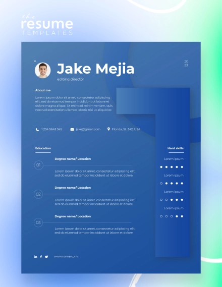 Free Creative Dark Blue Resume Template in Google Docs and Word