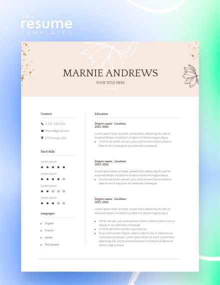 Free Vintage Gentle Resume Template in Google Docs and Word