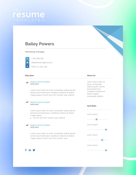 Free Minimalist Blue Triangle Resume Template in Google Docs and Word