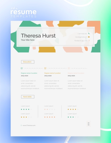 Free Modern Colorful Terrazzo Resume Template in Google Docs and Word