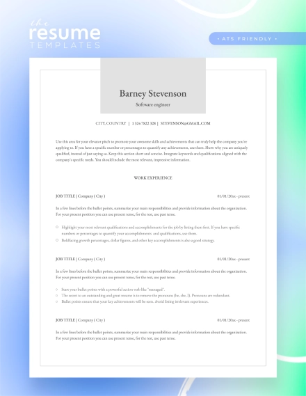 Free ATS Friendly Software Engineer Resume Template in Google Docs and Word