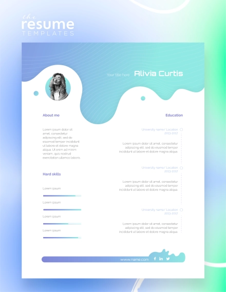 Free Best Bright Blue Gradient Resume Template in Google Docs and Word