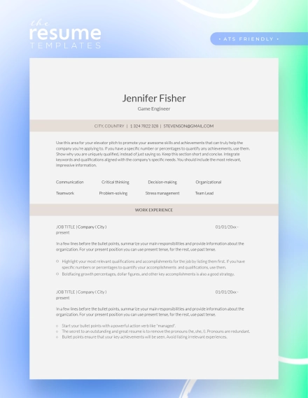 Free ATS White and Beige Resume Template in Google Docs and Word