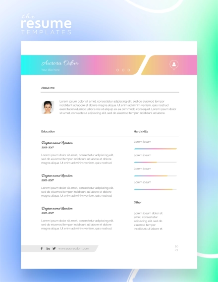 Free Funny Gradient Blue Pink Resume Template in Google Docs and Word