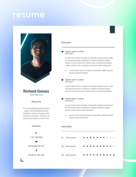 Free Simple White Blue Resume Template in Google Docs and Word