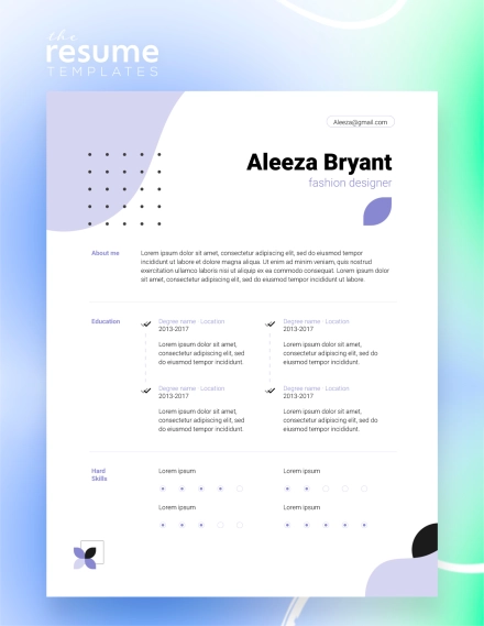 Free Best Fashion Resume Template in Google Docs and Word